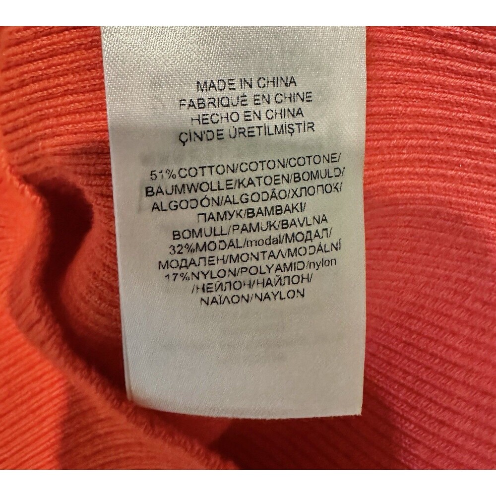 Lauren Ralph Lauren Red/Orange Ribbed Puff Sleeve Knit Top Size Small - Picture 4 of 8